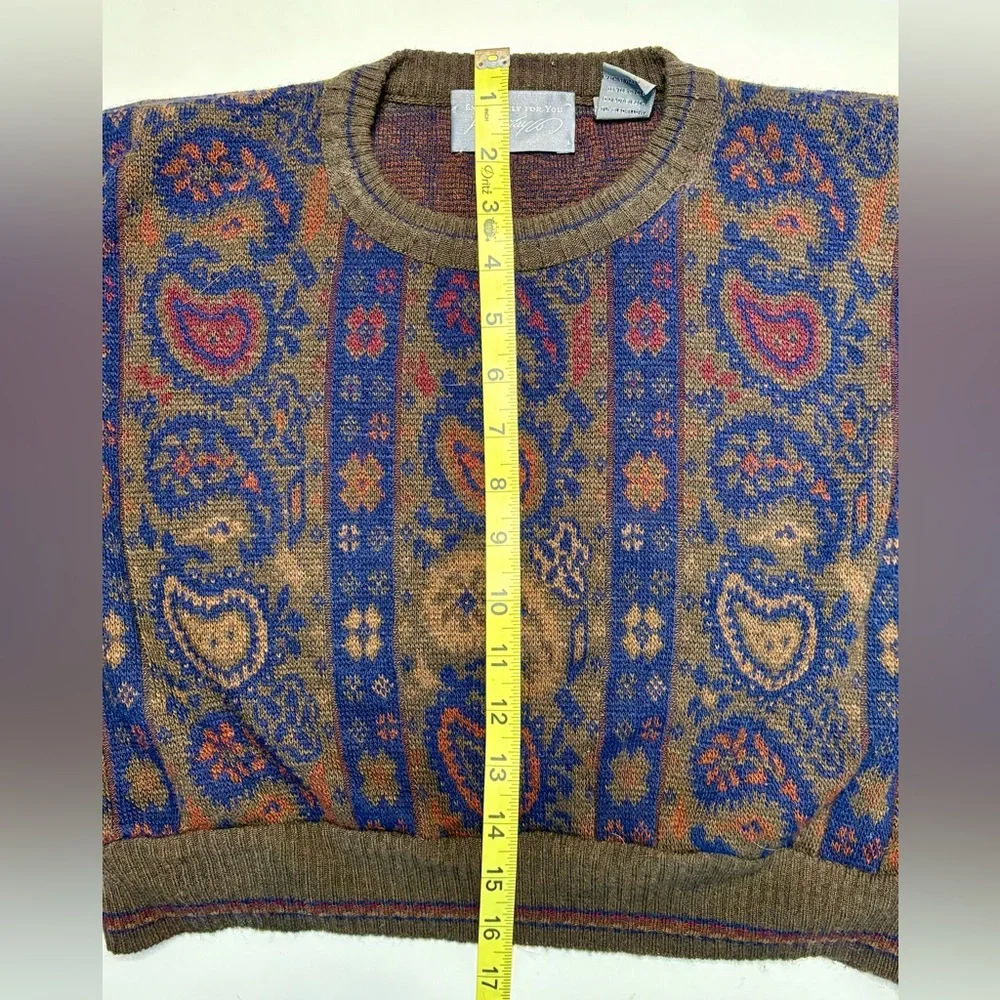 Vintage Lord & Taylor Cropped Paisley Knit Sweater - Picture 3 of 4